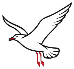 Obraz premium Seagull Bird Flying Red Feet Emblem Design Vector Graphic Illustration