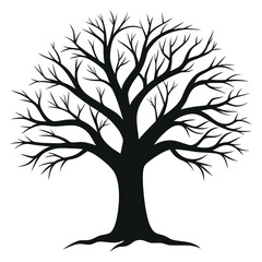 Silhouette of a bare tree with branches in vector