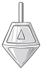 Silver Dreidel Toy with Triangle Symbol Spinning Toy Entertainment Game Object