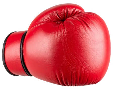Classic Red Boxing Glove, Front View, isolated on transparent background PNG