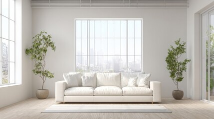 白いソファのあるリビングルーム