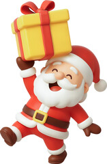 3D Vector Santa Claus with Gift Box Icon for Online Shopping and Christmas Sale