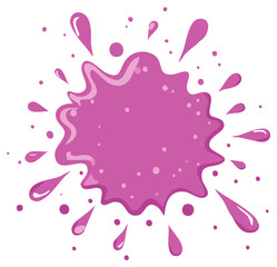 Obraz premium Playful pink paint splash with messy drops cartoon vector illustration