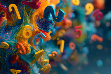 abstract colorful background with flying numbers. Mah background. Back to schol. AI Generated