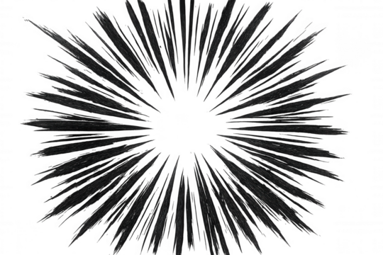 Concentrated black lines create a burst effect expanding from the center on a transparent background