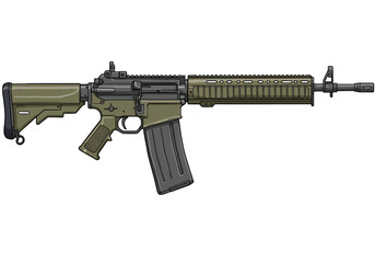 Modern assault rifle design with tactical features and magazine ready for action