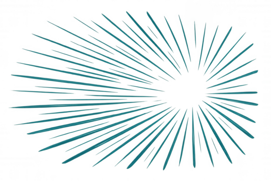 Radiant turquoise sunburst spreading outward, creating dynamic visual energy on transparent backdrop for graphic design applications