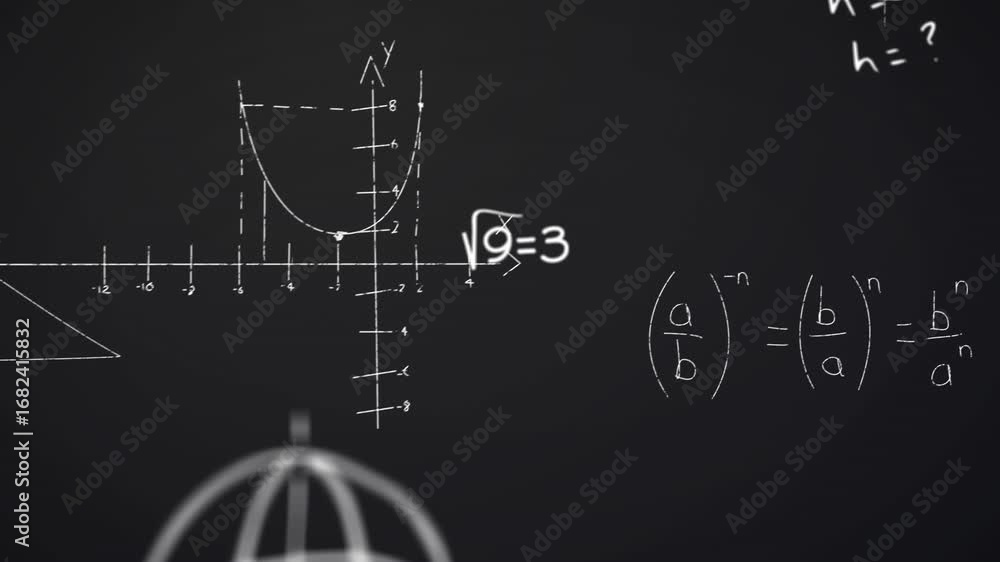 Poster animation of math formulas on black background