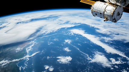 Obraz premium Satellite Orbiting Earth: A View from Space