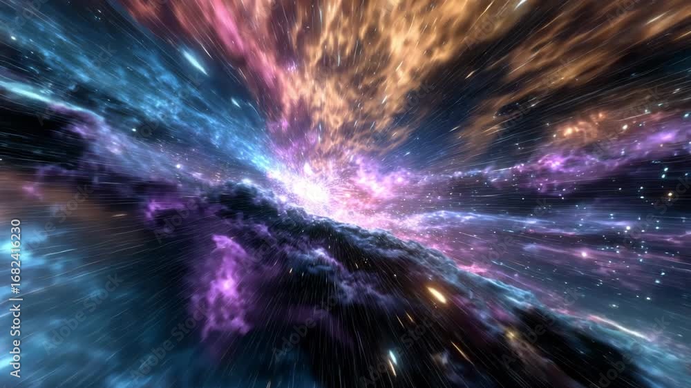 Aufkleber experience the vivid array of colors and patterns as different cosmic elements converge and expand i