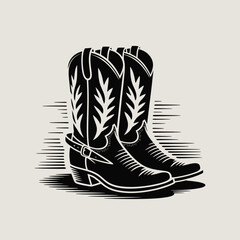 Black cowboy boots with ornate stitching and buckle western wear footwear