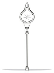 Elegant Sorcerer's Staff with Magical Star Icon Vector Artwork
