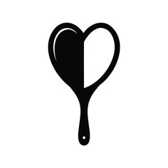Abstract monochrome heartshaped lollipop with a stick and simplistic design