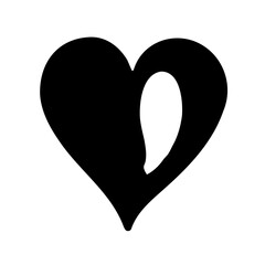 Fototapeta premium Black Heart Silhouette with Interior Void Design on a White Background