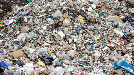 Heap of Mixed Plastic and Paper Waste