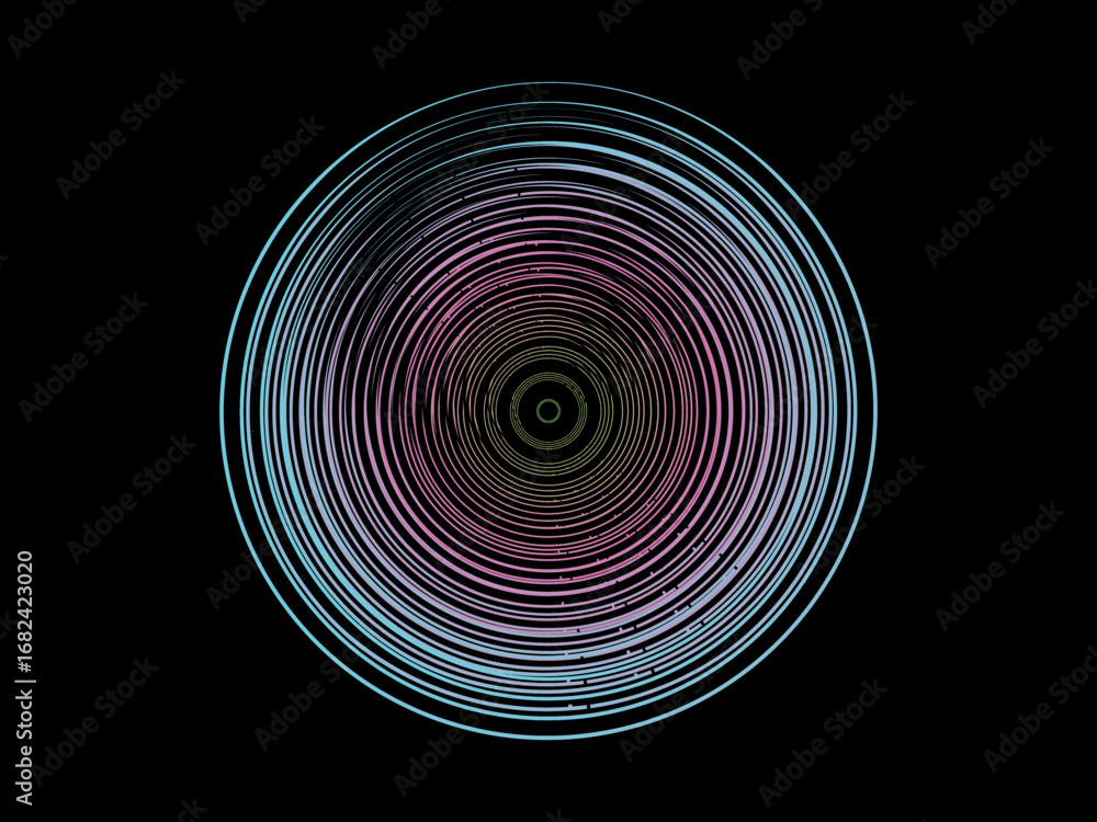 Fototapete vector background of rotating elliptical 3d shapes, consisting of a pattern of squares and wavy line