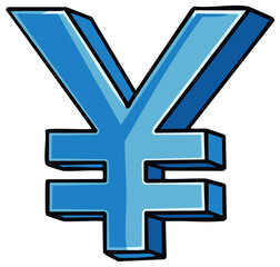 Fototapeta premium Cartoon Styled Blue Yen Currency Sign for Business Finance Markets Concept