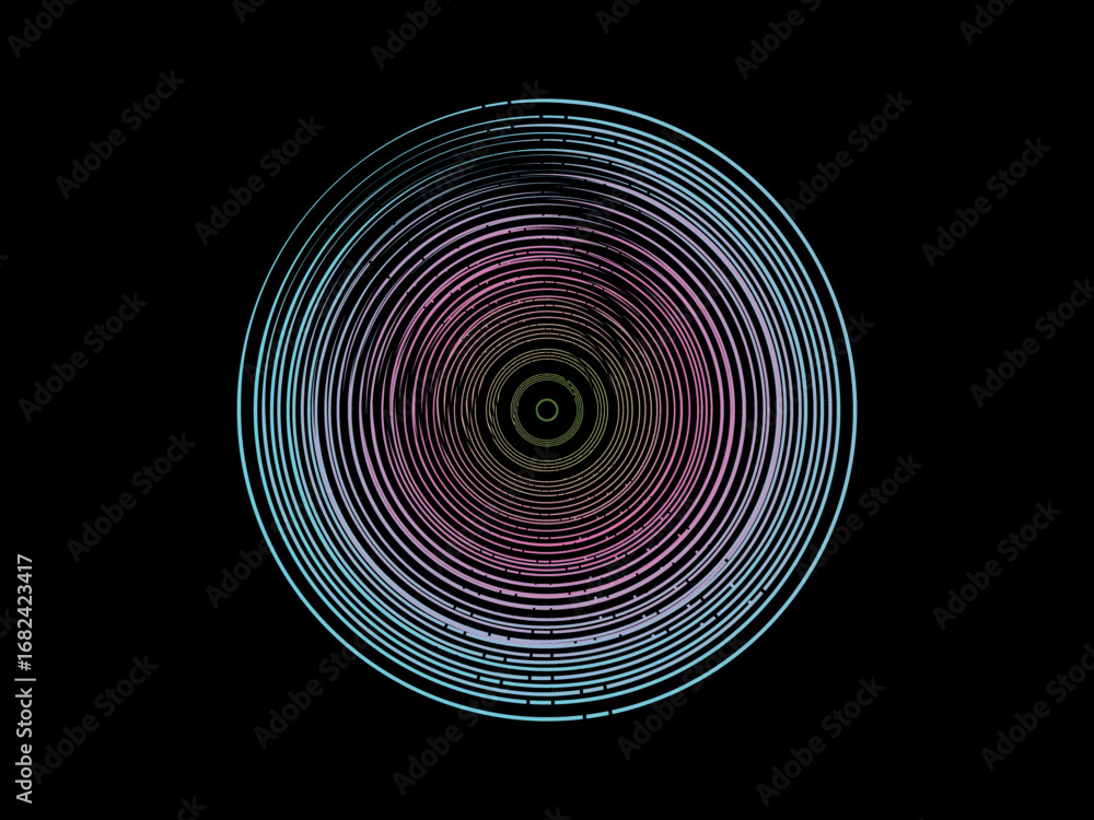 Fototapete vector background of rotating elliptical 3d shapes, consisting of a pattern of squares and wavy line