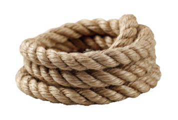Close-up of a coiled, light beige rope