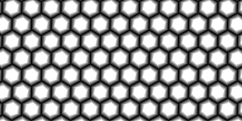 A repeating seamless geometric metallic chain link fence mesh wire grid pattern. white and grey hexagon technology geometric pattern concept. Hexagonal Modern technology design. 3d hexagon with shadow