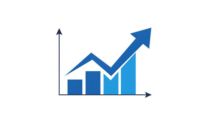 Financial Growth Chart with Increasing Bars and Upward Arrow in Blue Tones