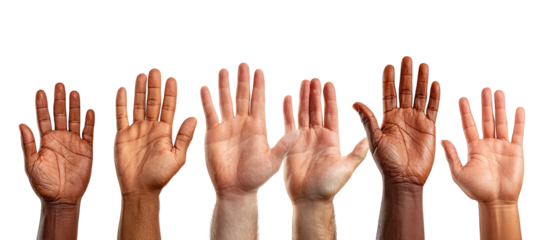 Diverse hands raised in the air (1)