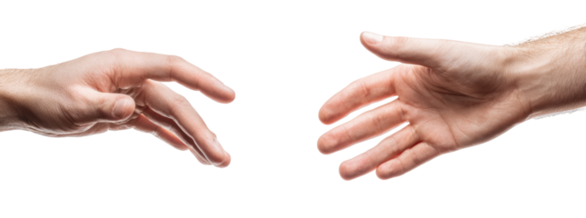 Two hands reaching out to meet in a handshake
