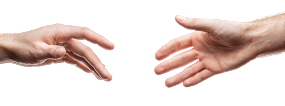 Two hands reaching out to meet in a handshake