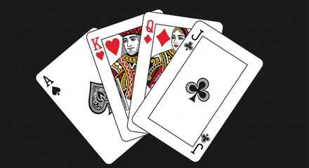 Obraz premium Playing card hand illustration featuring ace king queen and jack for poker and casino games related content