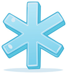 Obraz premium Bright blue three dimensional asterisk symbol illustration with a shiny glossy effect