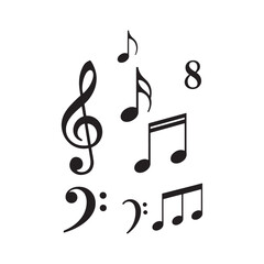 Set of music note, musical notes vector
