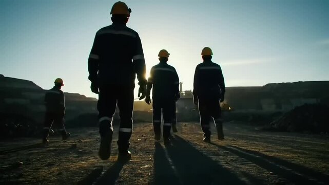 Workers walk away from construction site