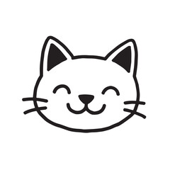 Cat Doodle Black and White Illustration Vector Image Cute Kitten Sketch Line Art Drawing Silhouette