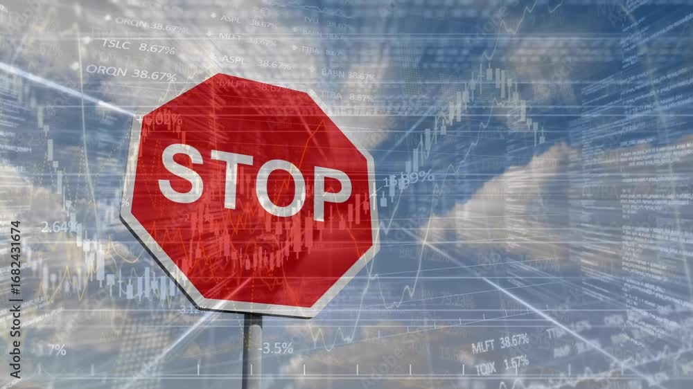 Poster animation of stop sign over data processing