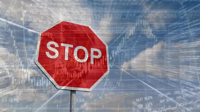 Animation of stop sign over data processing