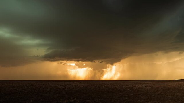 Beautiful Thunderstorm Supercell at Sunset over a Colorado Field Timelapse