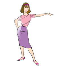 isolated fashion girl in purple dress vector art