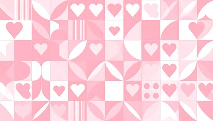 Pink Heart Geometric Pattern