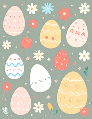 Easter Eggs Decorated Flowers