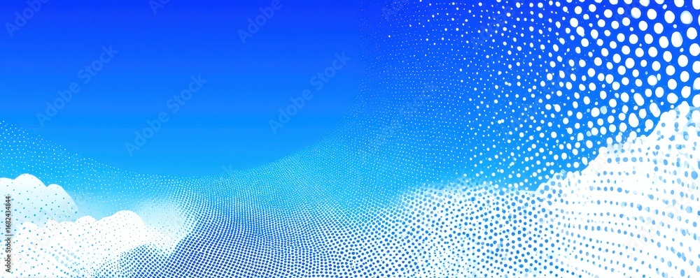 Poster abstract blue background with dynamic dots and a gradient effect