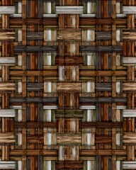 Rustic Woven Wood Pattern Brown Beige And Gray Planks