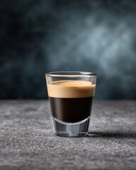 Espresso Shot in Small Glass on Dark Surface