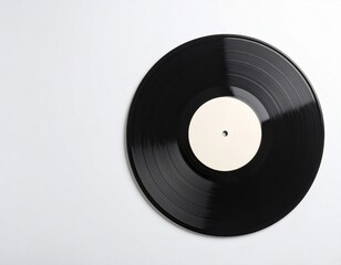 Obraz premium Black vinyl record on white background