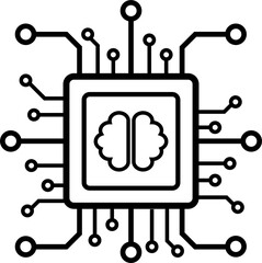 Artificial intelligence AI processor chip icon symbol for graphic design, logo, web site, social media, mobile app, ui illustration