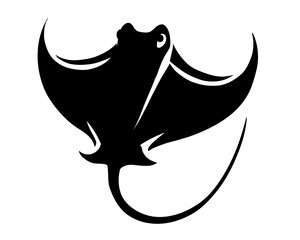 Stingray silhouette, cartoon, vector illustration
