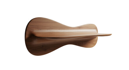Modern Wooden Wall Shelf With Fluid Design And Minimalist Aesthetics For Home Decor On White