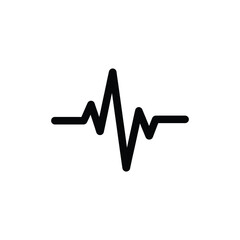 Black Pulse Wave Icon on White Background Heartbeat Rhythm Design