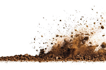 Naklejka premium A dramatic explosion of brown dirt