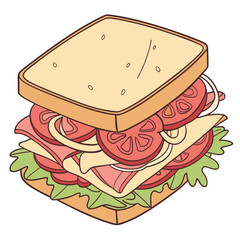 Hearty Sandwich With Layers of Ingredients food lunch