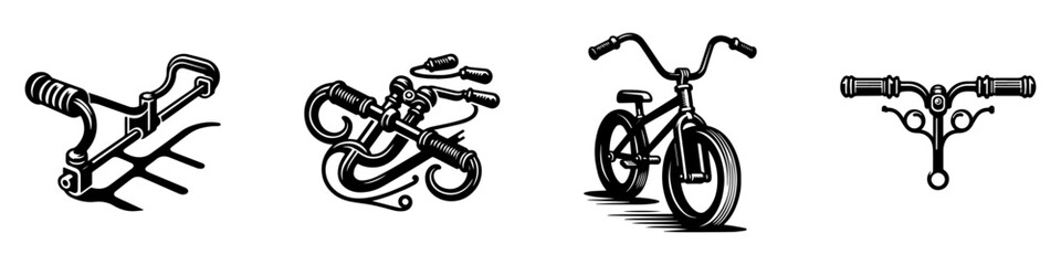 Fototapeta premium Modern Minimalist Handlebar Icon, Flat Silhouette of a Bicycle Steering Component Vector for Cycling Illustration Design